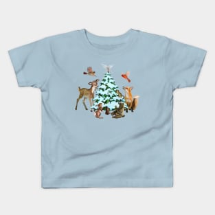 Christmas Woodland Animals of the Forest Kids T-Shirt